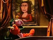 Elmo gets scared of a painting of the Countess Groan-a Lisa