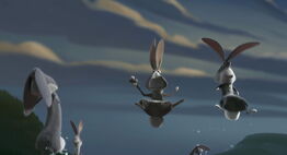 Bunnies launching in the sky and Falls on the Water (Open Season (© 2006))