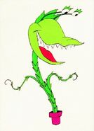 Cartoon version of Audrey II (known as Junior) in Little Shop