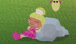 Pix E. Flutters sleeping on a rock