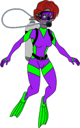 Madame Medusa wearing scuba gear