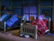 Frank and Buster are sleeping in bed