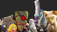 Mr. Tinkles, Kitty Galore, Smiler, Chef, Kai, Dr. Nefarious, Metal Beak and Nyra