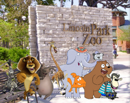 Alex, Marty, Melman, Gloria, Dennis, Darwin, Grizz and Mama Mirabelle go to the Lincoln Park Zoo