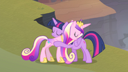 Twilight and Cadance hugging S4E11