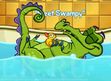 Swampy sleeping in bathtub