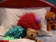 Elmo's eyelids fade closed in Andrea Bocelli's Time to Say Goodnight song