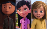 Coraline Jones, Violet Parr and Riley Andersen