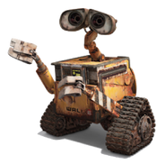 WALL-E as Cricket with "Kid Pulled My Wings Off" sign