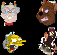 Warren T Rat, Dr. Applecheeks, Mr. Burns, and Admiral Razorbeard as The Four Elementals