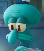 Squidward as Farmer Smurf