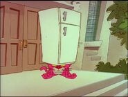 Pink panther is hit by a refrigerator