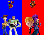 Woody and Buzz Lightyear vs Lou and Zeta