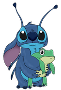 Stitch and froggy no background by monkitteh-d9mps0e