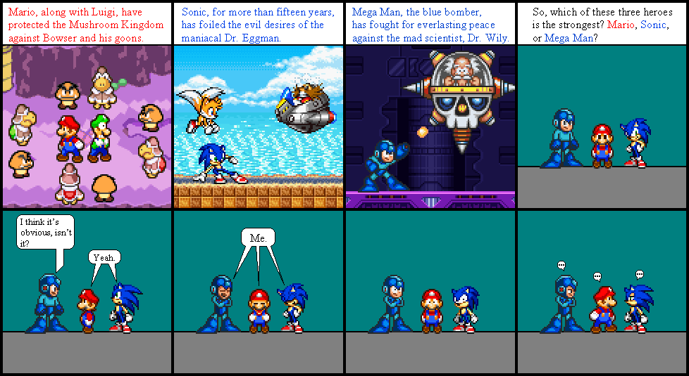 sonic vs mario vs megaman vs pacman