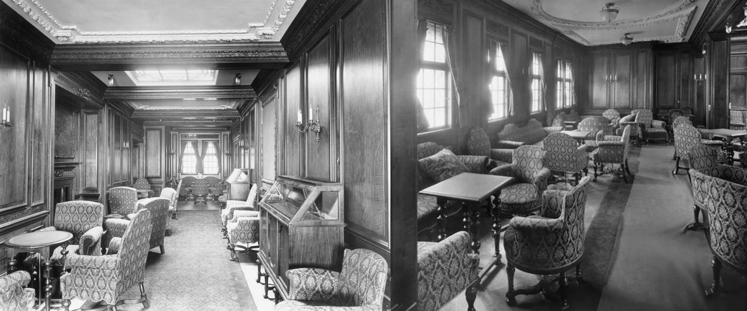 Lusitania: 1st Class Smoke Room | Passenger-ships-and-liners Wiki | Fandom, image size:2462x1026