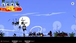 Patapons against the Zigotons with their strong Kibatons