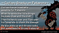 Cyclops snacks on patapons