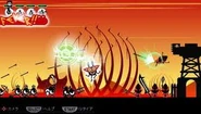 Early screenshot of Patapon 2, takes place in the Moakan Desert.
