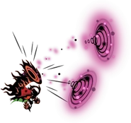 Jamsch equipped with a Flame Horn and a Fire Cape.