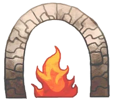 Droskar's Holy Symbol is a stone arch with a flame underneath.
