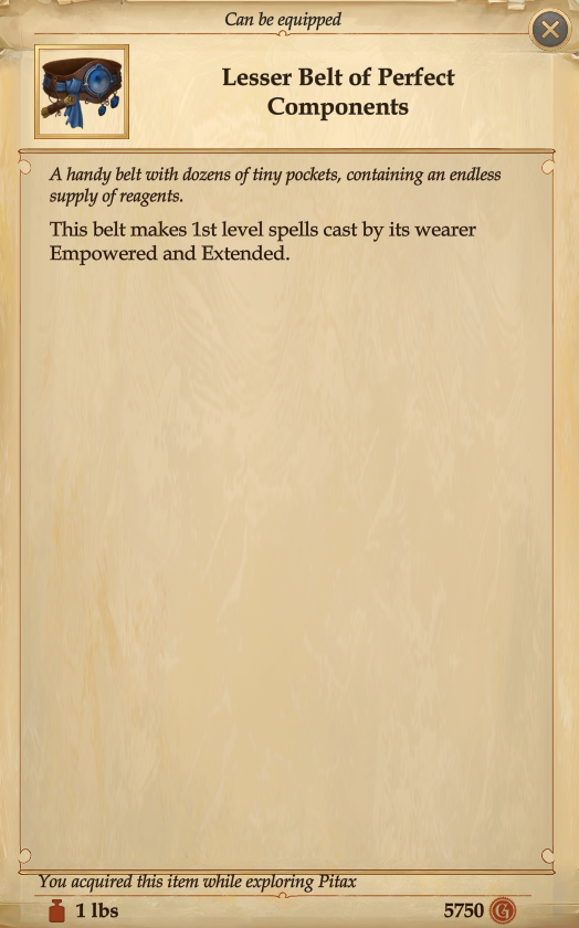 Lesser Belt of Perfect Components Pathfinder Kingmaker Wiki