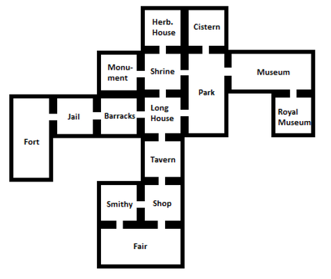 Daigram showing Buildings that get a boost when placed adjacent to one another.