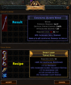 Vendor recipe for wand