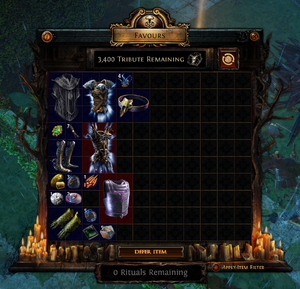 Ritual Favors interface