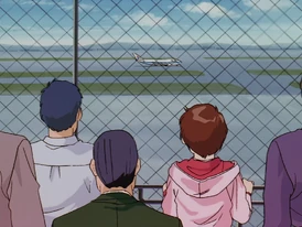 Everyone seeing Kanuka's plane off, only for it to not take off