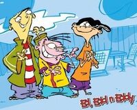Words in red and white, saying "Ed, Edd n Eddy."