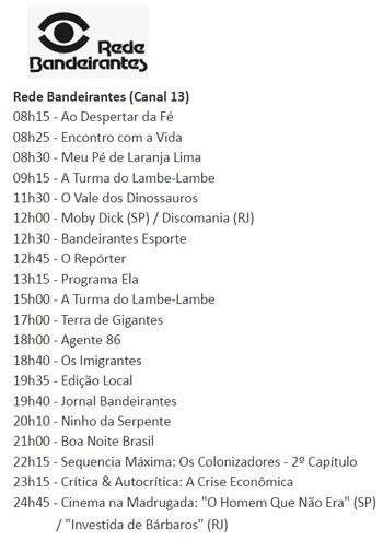 Programacao13071982Bandeirantes