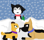 Shasta putting mistletoe in between Lucky and Thorn making them kiss