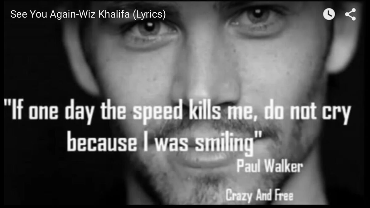 See You Again Lyrics With Heart Typography And Paul Walker