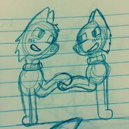 Sketch of Mylo and his Crush (I just noticed I did his ears wrong, i had no reference at school and I thought they where perked *facedesk*)