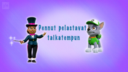 "Pups Save a Magic Trick" ("Pennut pelastavat taikatempun") title card on Yle TV2