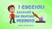 "Pups Save a Lost Tooth" ("I cuccioli salvano un dentino perduto") title card