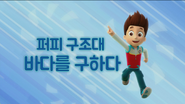 "Pups Save the Bay" ("퍼피 구조대 바다를 구하다") title card