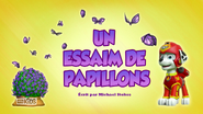 "Pups Save the Butterflies" ("Un essaim de papillons") title card on RTS Un