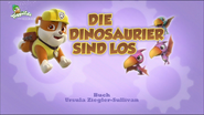 "Pups Bark with Dinosaurs" ("Die Dinosaurier sind los") title card on Super RTL