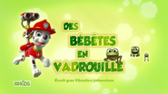 "Pups Save the Critters" ("Des bébêtes en vadrouille") title card on RTS Un