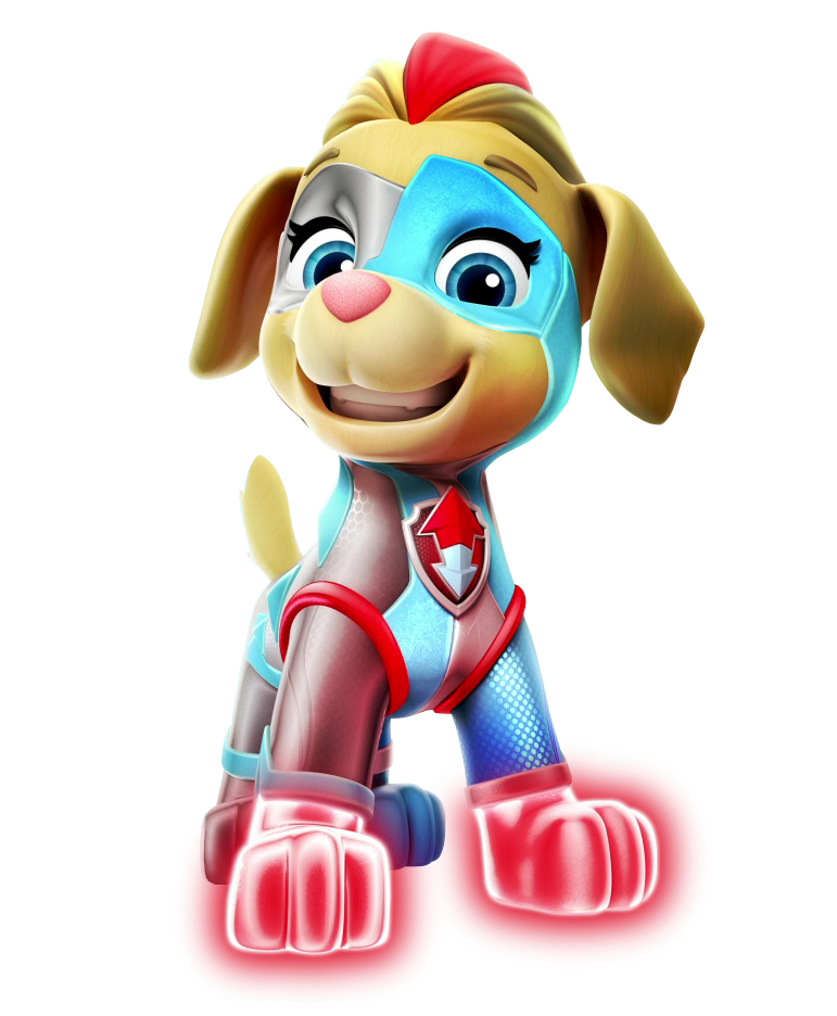 PAW Patrol – Figurine Rocky Mighty Pups avec pattes et badge