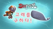 "Sea Patrol: Pups Save a Wiggly Whale" ("고래를 구하다!") title card