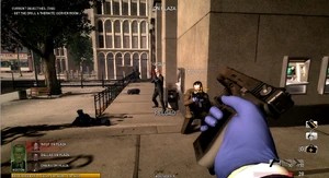 Гравировка STRYK внизу рукояти и на затворе. Также видно, что оружие находится в режиме стрельбы полу-автомат.