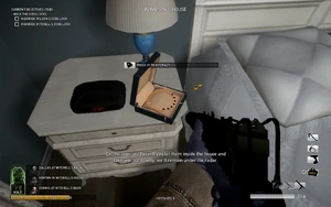 The necklace on Wilson's bedroom drawer