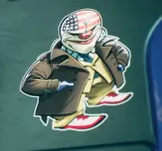 The squished Dallas sticker in question.