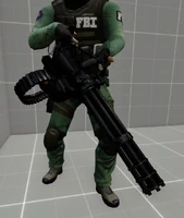 The NPC Minigun, held