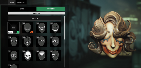 Pd3 mask customisation menu