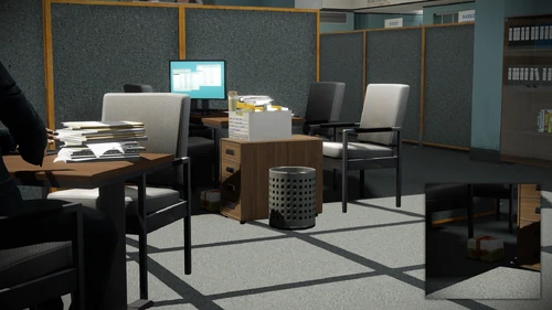 13. Below the desktop, one of the first desktops seen when going from the rear entrance area to the office area