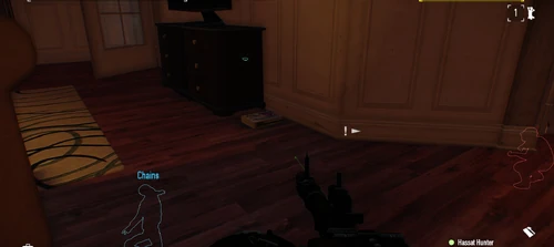 9. Next to the television at the second level in the front